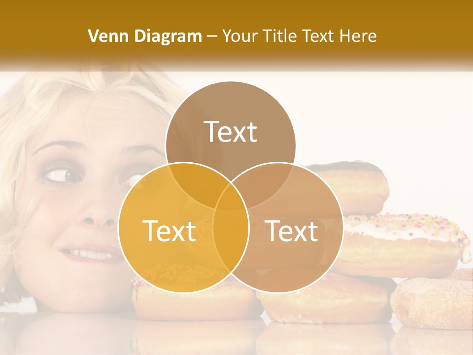 A Woman With A Bunch Of Doughnuts In Front Of Her PowerPoint Template