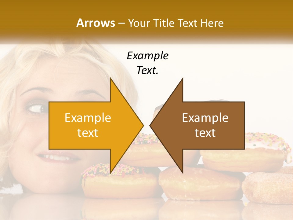 A Woman With A Bunch Of Doughnuts In Front Of Her PowerPoint Template