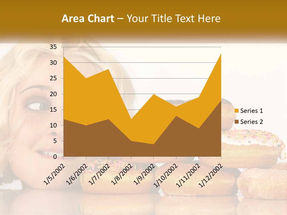 A Woman With A Bunch Of Doughnuts In Front Of Her PowerPoint Template