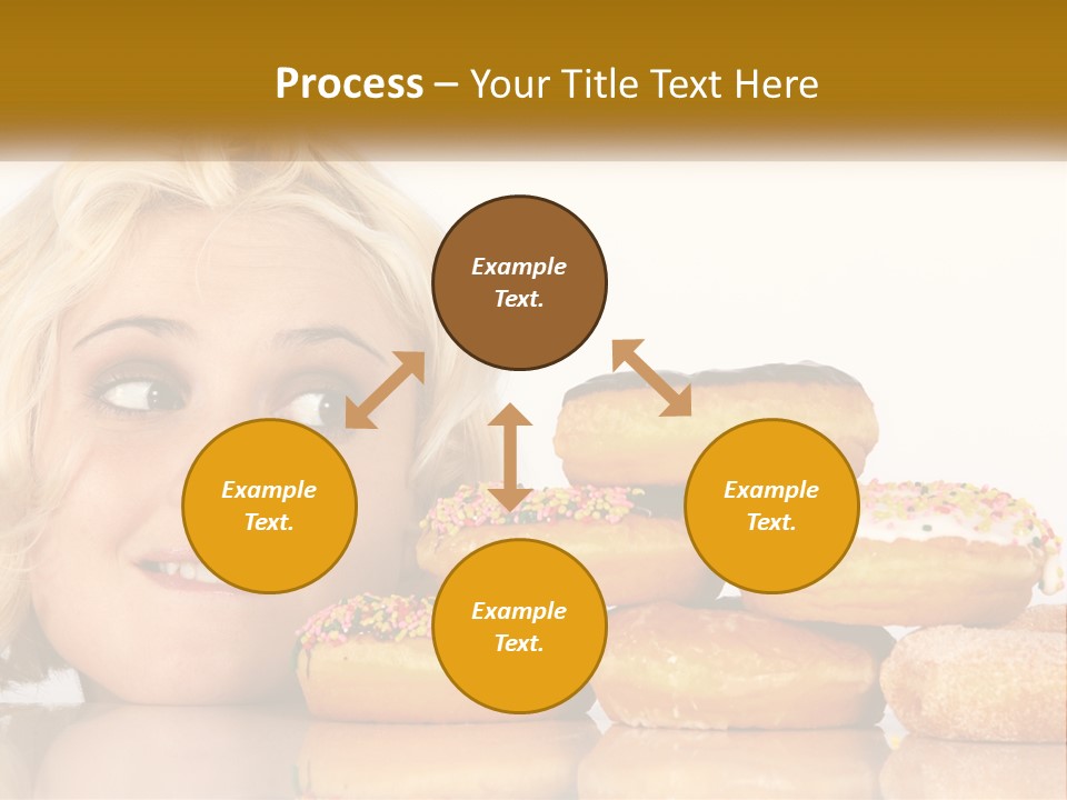 A Woman With A Bunch Of Doughnuts In Front Of Her PowerPoint Template