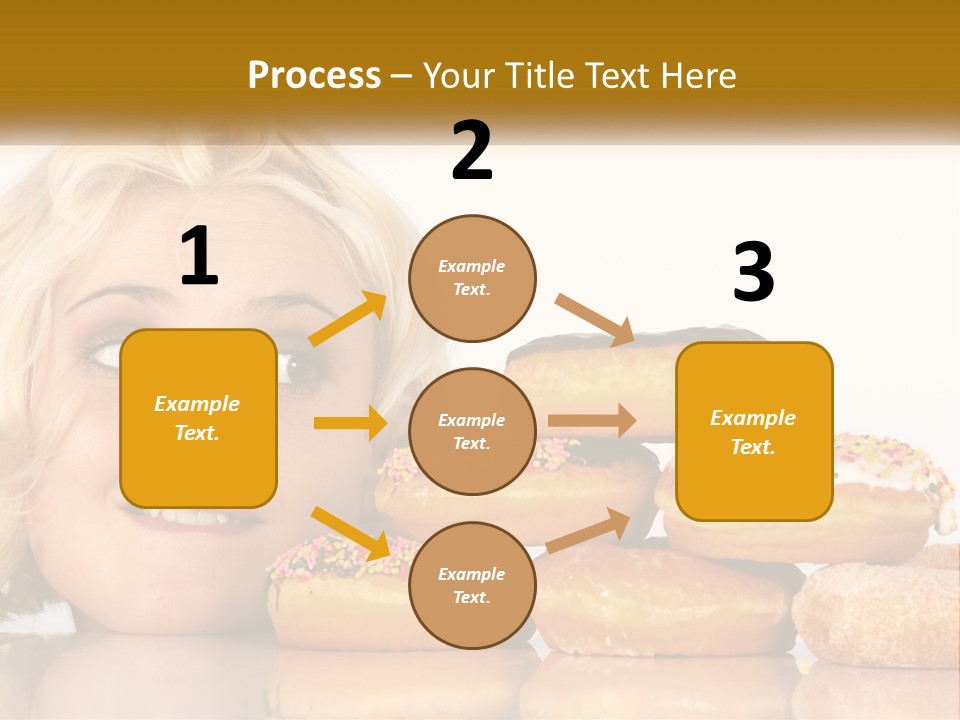 A Woman With A Bunch Of Doughnuts In Front Of Her PowerPoint Template