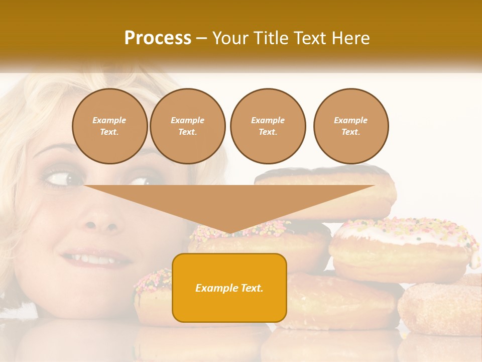 A Woman With A Bunch Of Doughnuts In Front Of Her PowerPoint Template
