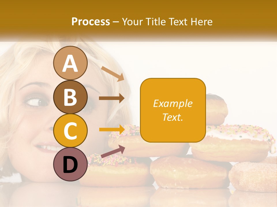 A Woman With A Bunch Of Doughnuts In Front Of Her PowerPoint Template