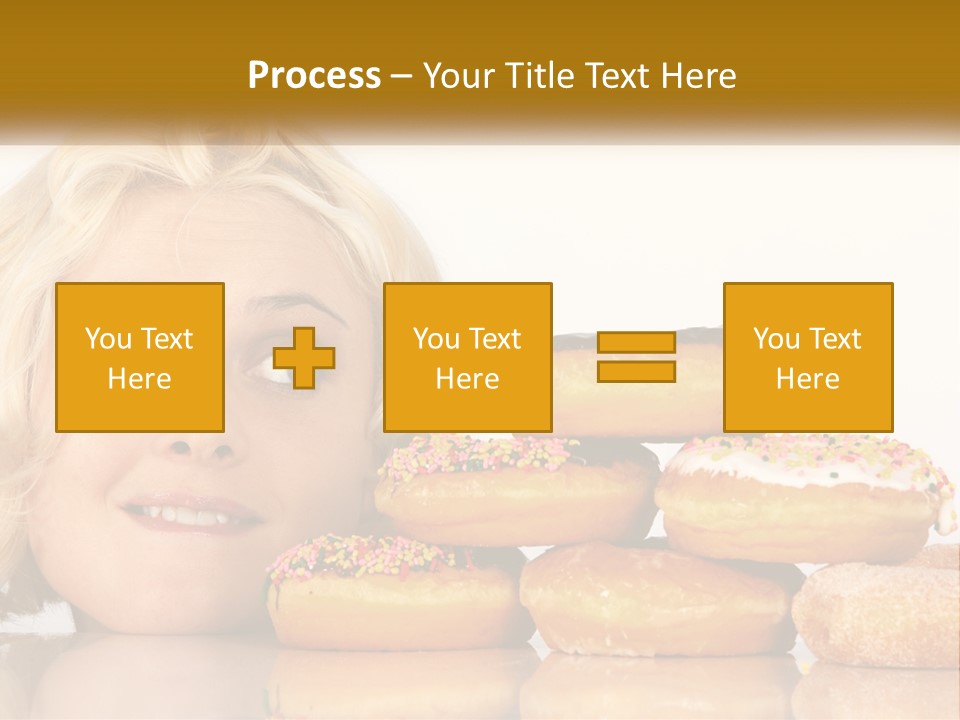 A Woman With A Bunch Of Doughnuts In Front Of Her PowerPoint Template