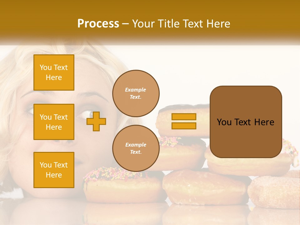A Woman With A Bunch Of Doughnuts In Front Of Her PowerPoint Template