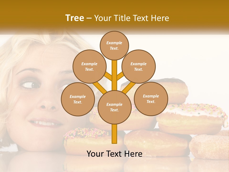 A Woman With A Bunch Of Doughnuts In Front Of Her PowerPoint Template