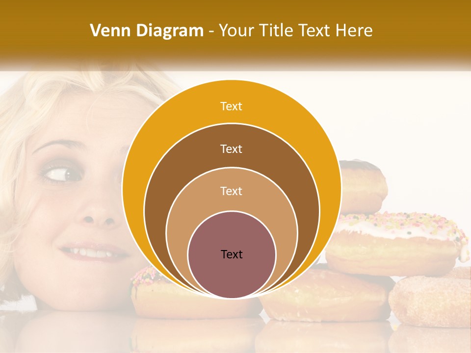 A Woman With A Bunch Of Doughnuts In Front Of Her PowerPoint Template