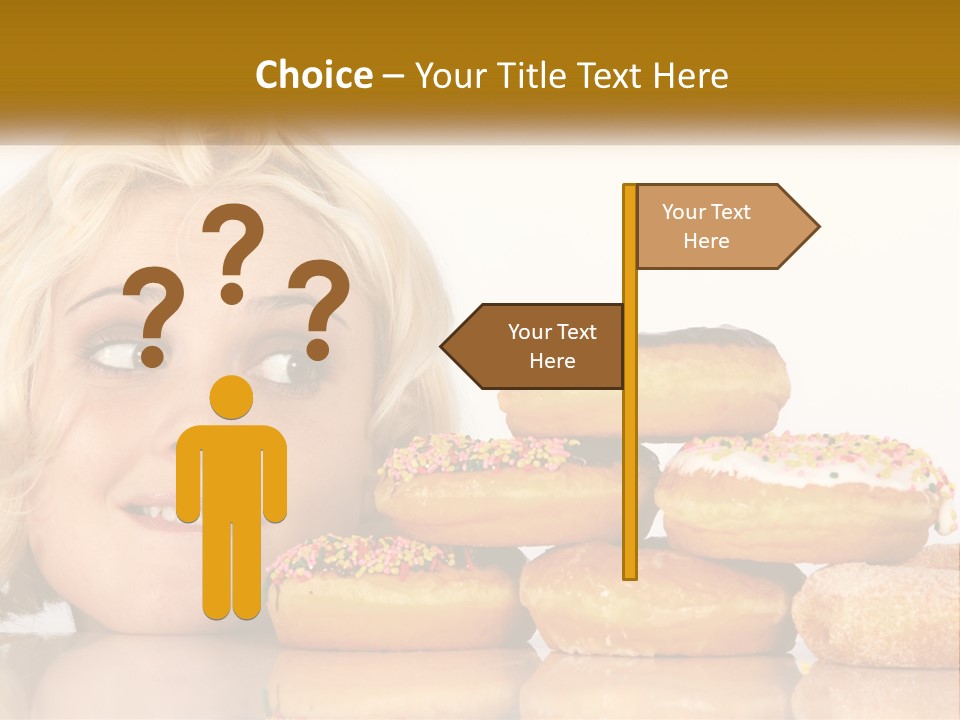 A Woman With A Bunch Of Doughnuts In Front Of Her PowerPoint Template