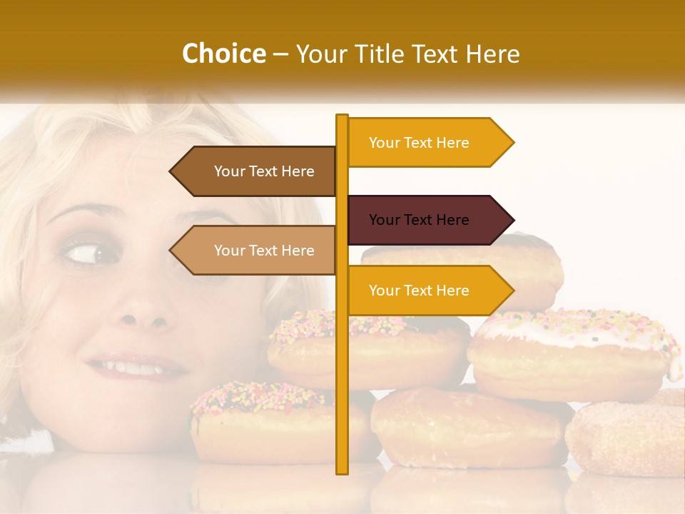 A Woman With A Bunch Of Doughnuts In Front Of Her PowerPoint Template