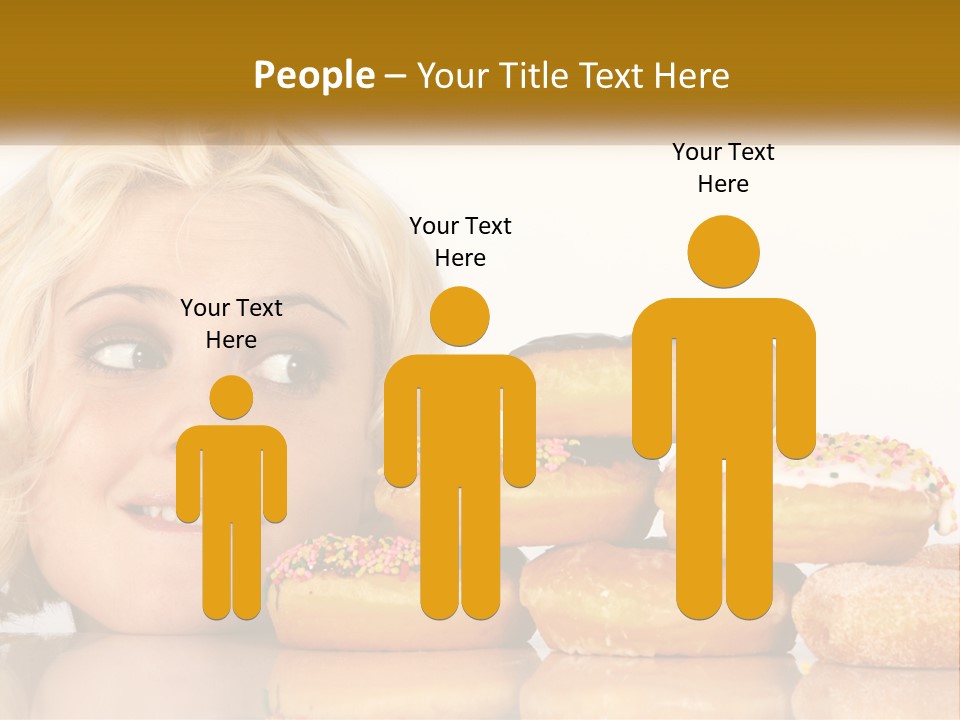 A Woman With A Bunch Of Doughnuts In Front Of Her PowerPoint Template