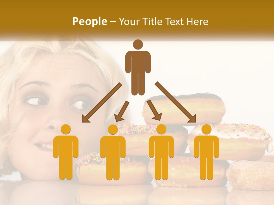 A Woman With A Bunch Of Doughnuts In Front Of Her PowerPoint Template