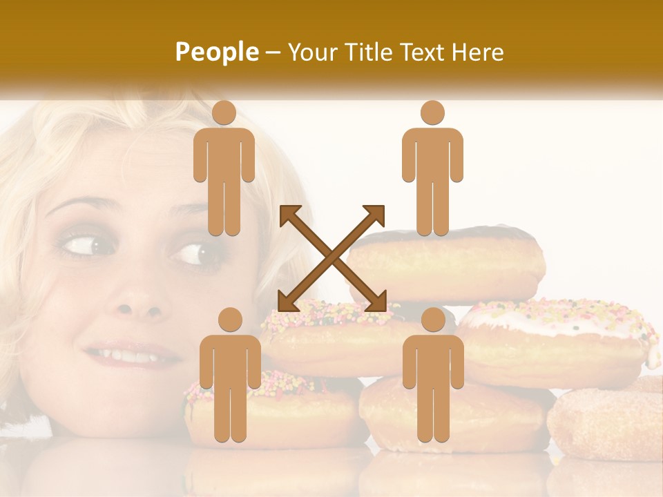 A Woman With A Bunch Of Doughnuts In Front Of Her PowerPoint Template