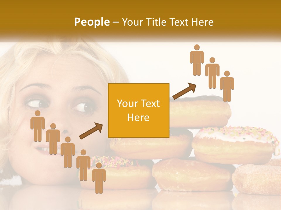 A Woman With A Bunch Of Doughnuts In Front Of Her PowerPoint Template