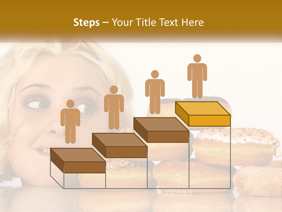 A Woman With A Bunch Of Doughnuts In Front Of Her PowerPoint Template