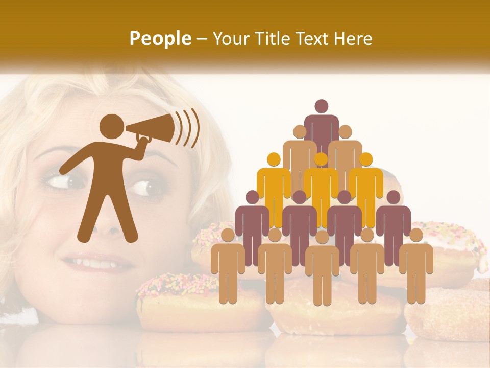 A Woman With A Bunch Of Doughnuts In Front Of Her PowerPoint Template