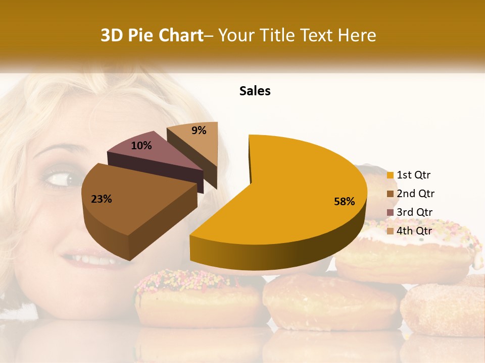 A Woman With A Bunch Of Doughnuts In Front Of Her PowerPoint Template
