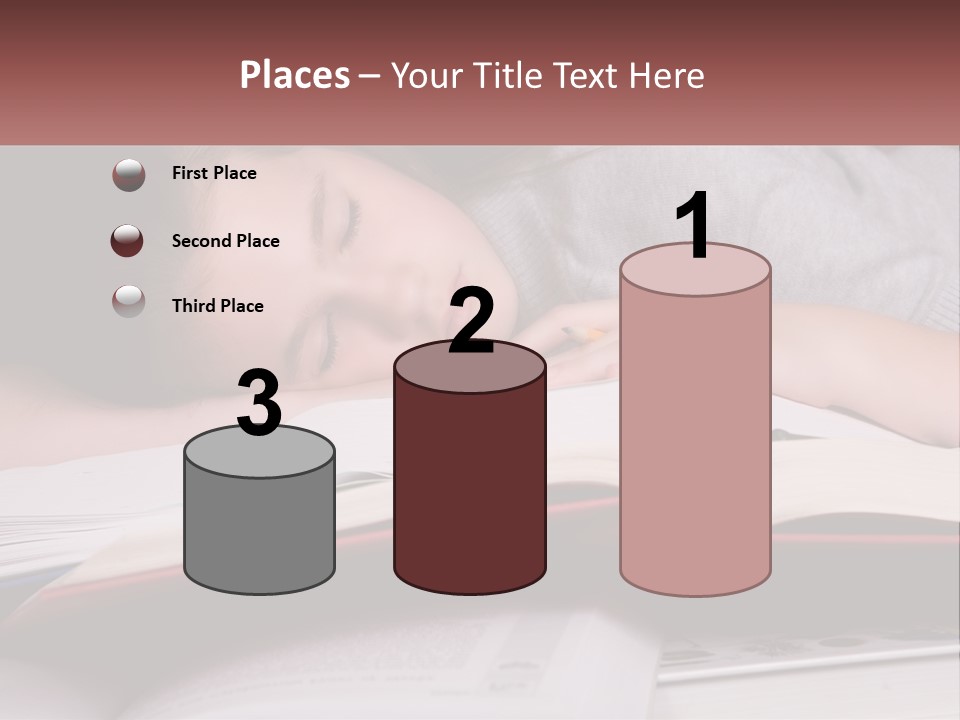 A Young Girl Sleeping On Top Of A Book PowerPoint Template