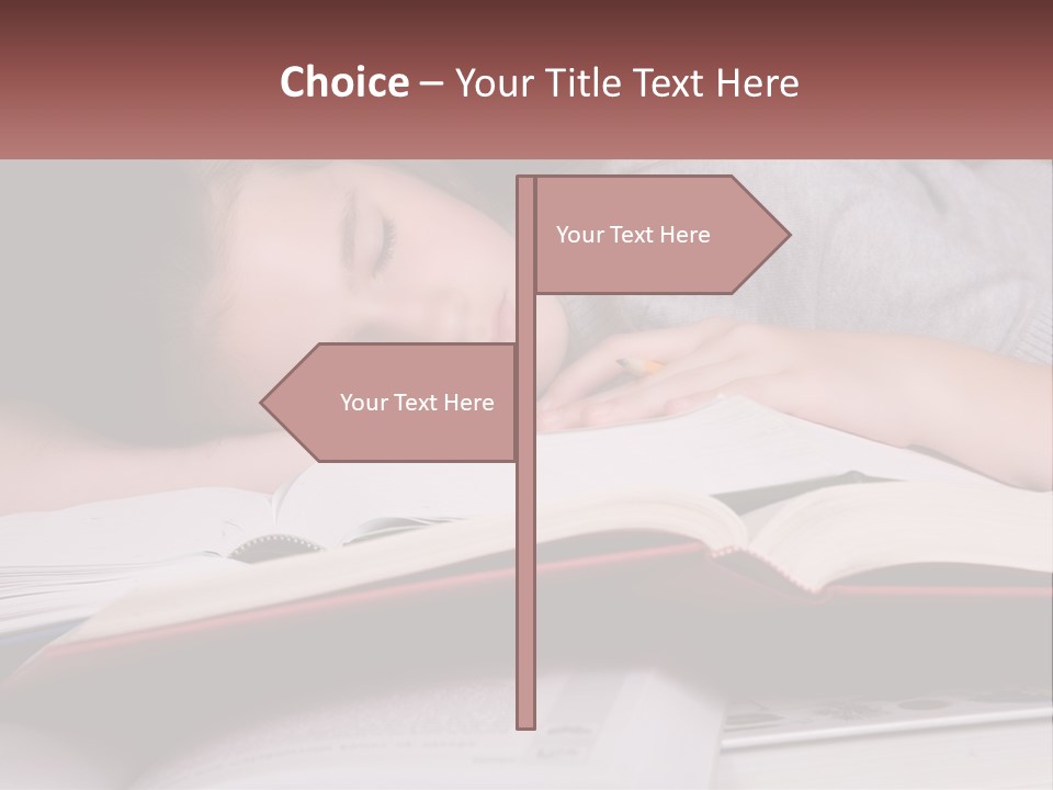 A Young Girl Sleeping On Top Of A Book PowerPoint Template