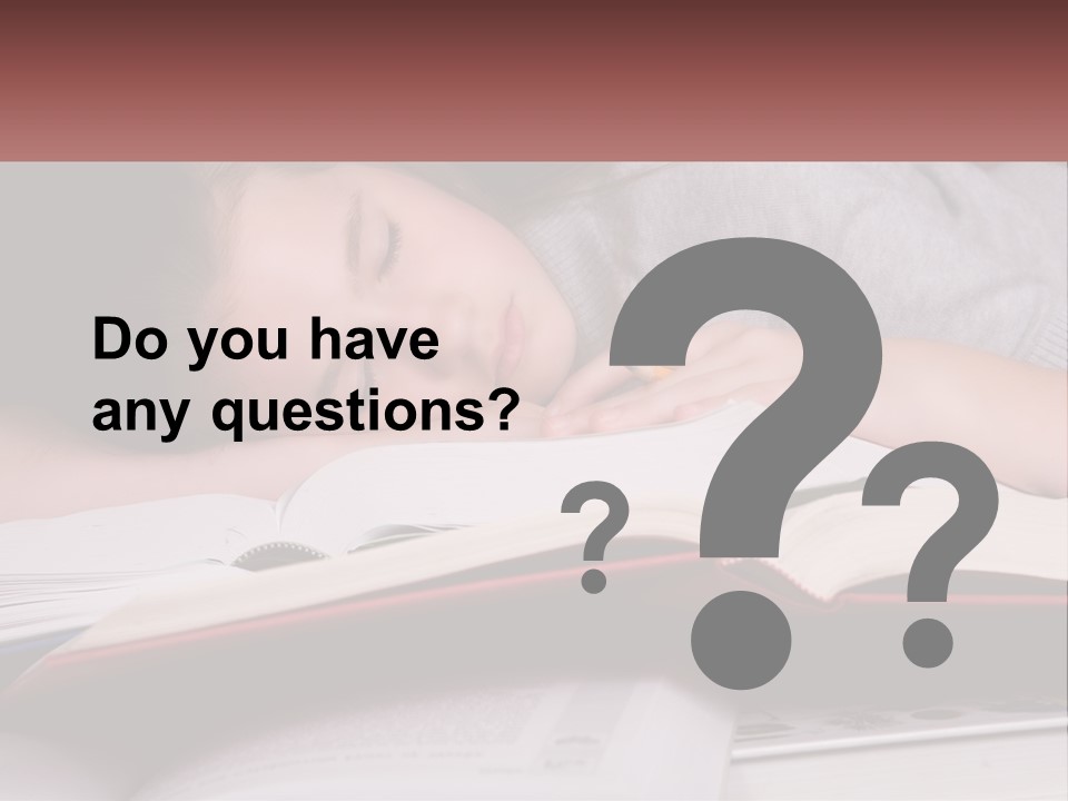 A Young Girl Sleeping On Top Of A Book PowerPoint Template