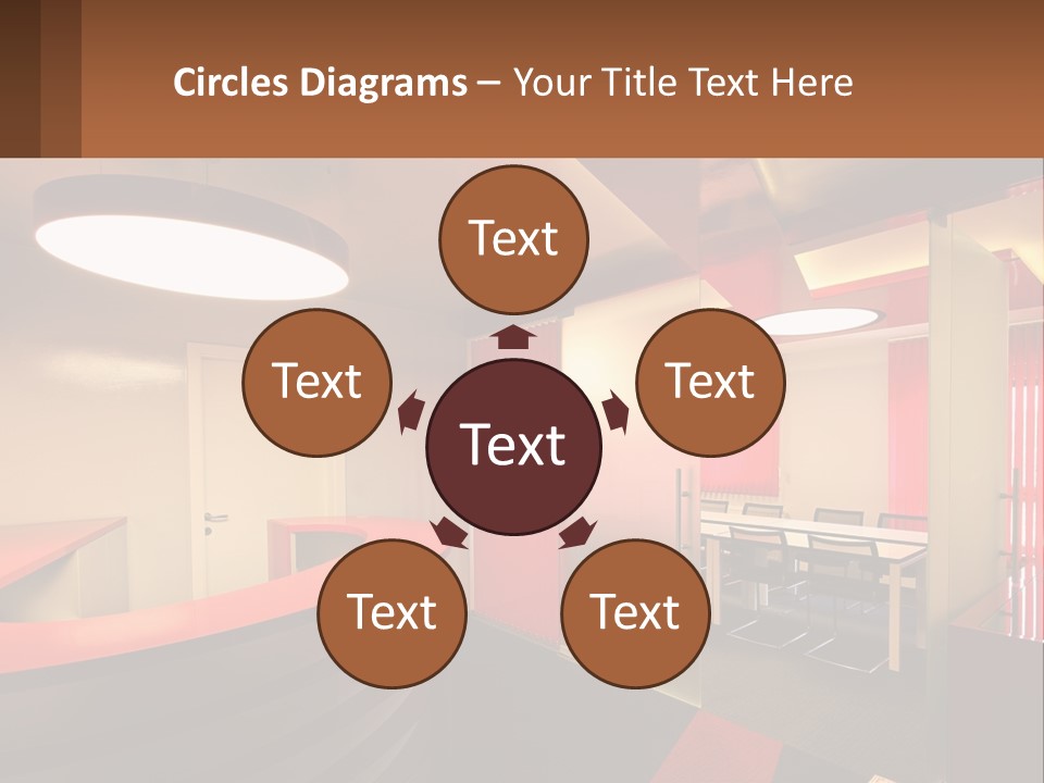 A Conference Room With A Table And Chairs PowerPoint Template