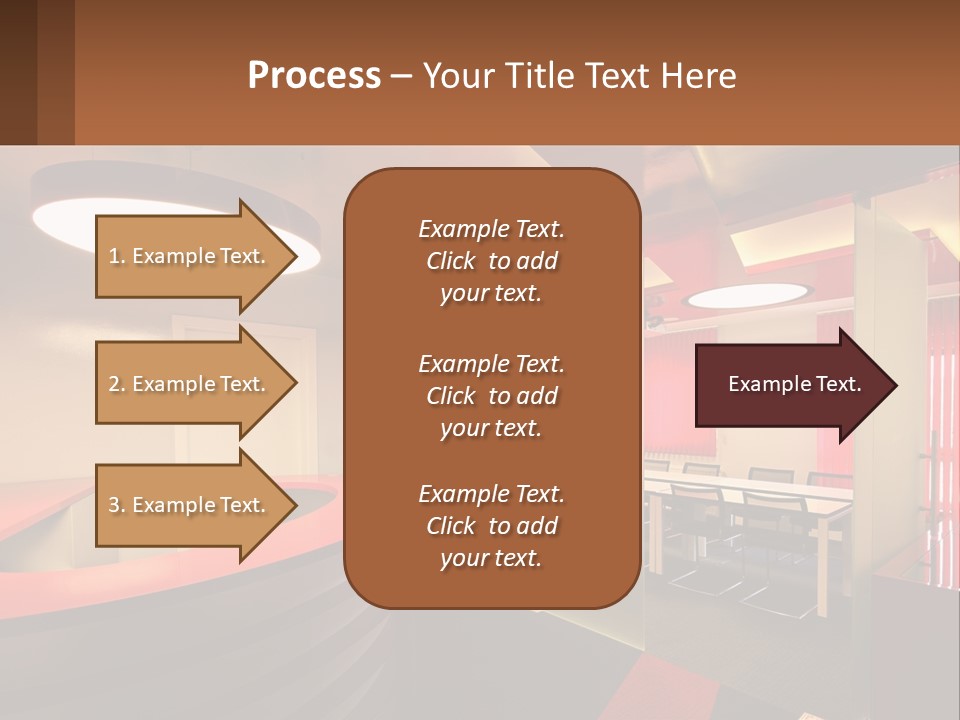 A Conference Room With A Table And Chairs PowerPoint Template