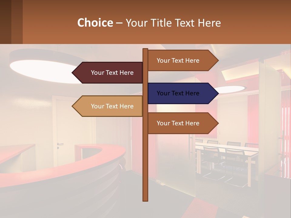 A Conference Room With A Table And Chairs PowerPoint Template