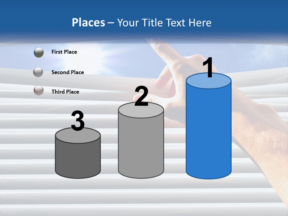 A Hand Is Pointing To The Sky Through A Window PowerPoint Template