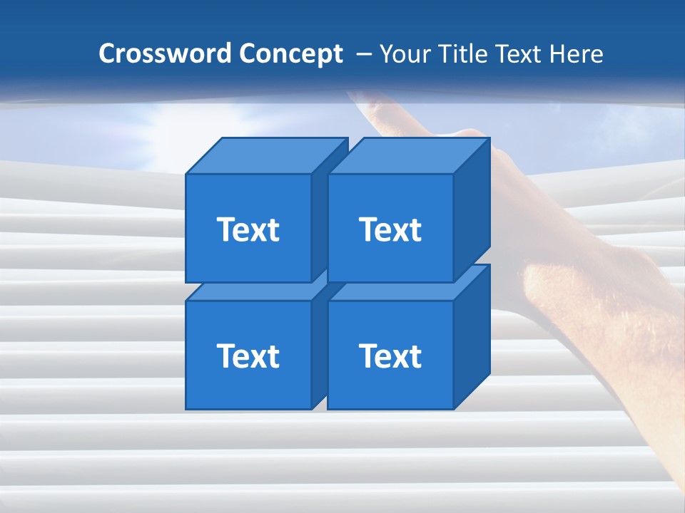 A Hand Is Pointing To The Sky Through A Window PowerPoint Template