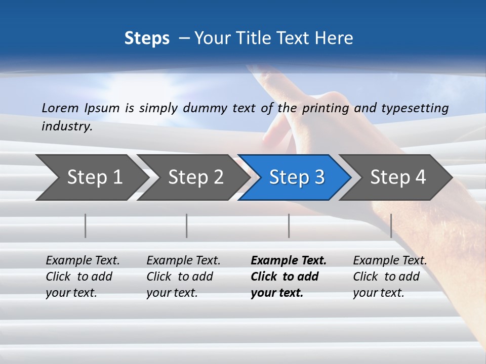 A Hand Is Pointing To The Sky Through A Window PowerPoint Template