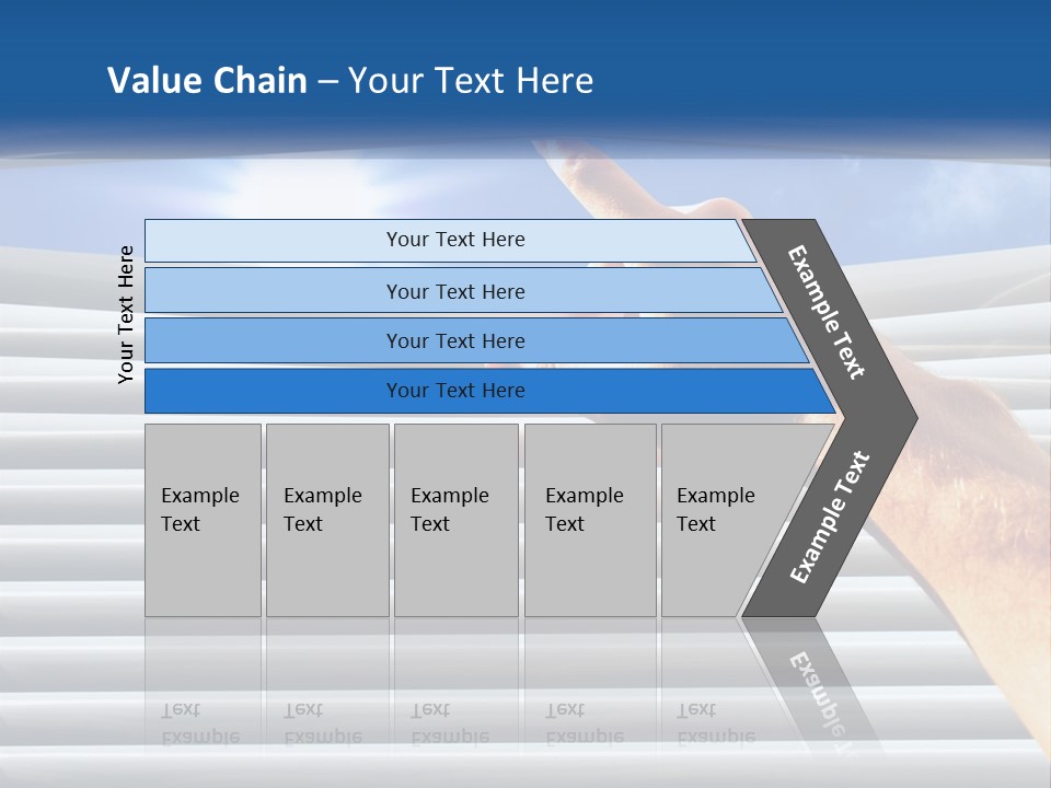 A Hand Is Pointing To The Sky Through A Window PowerPoint Template
