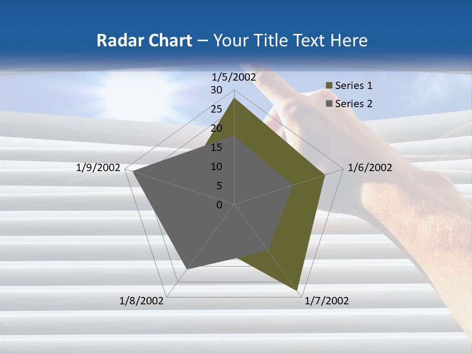 A Hand Is Pointing To The Sky Through A Window PowerPoint Template