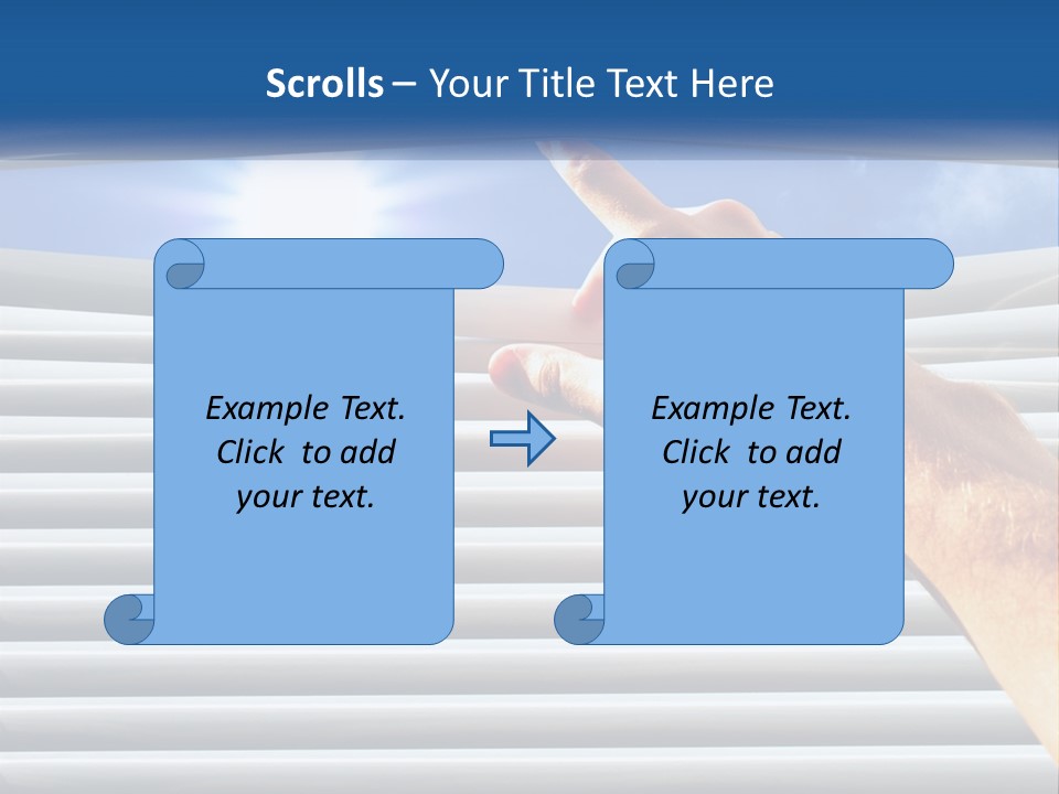 A Hand Is Pointing To The Sky Through A Window PowerPoint Template
