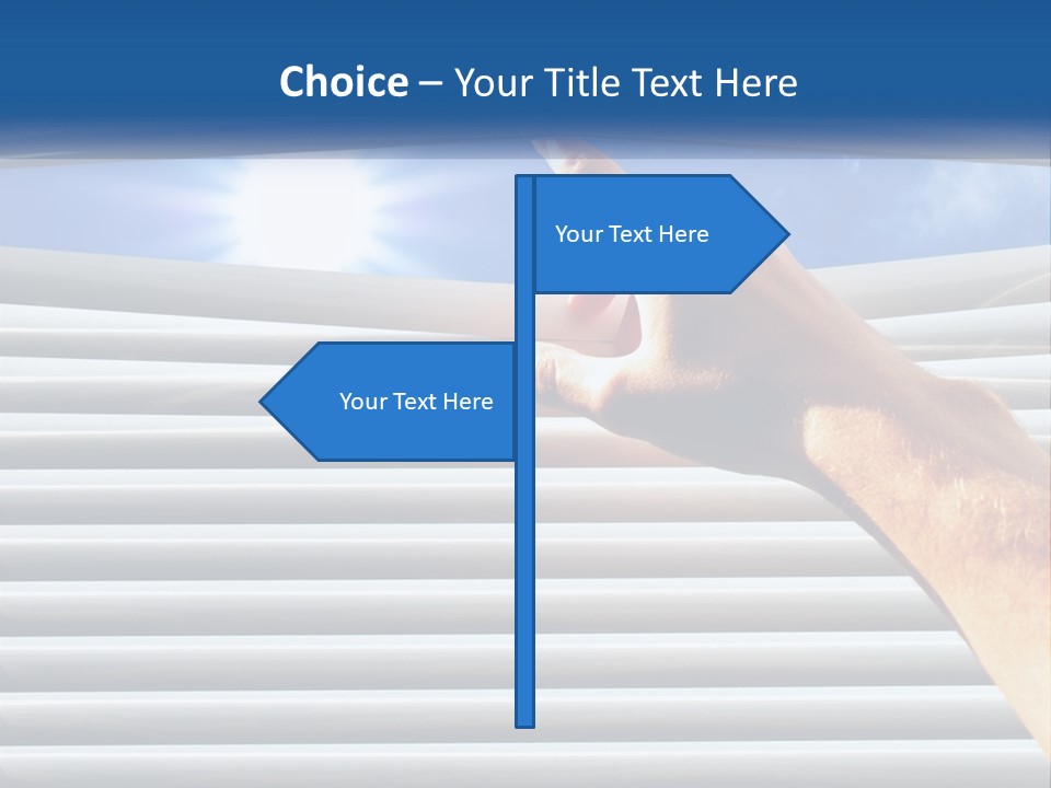 A Hand Is Pointing To The Sky Through A Window PowerPoint Template