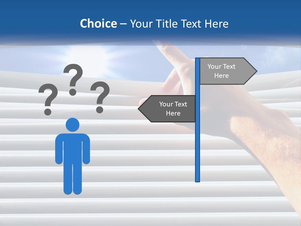 A Hand Is Pointing To The Sky Through A Window PowerPoint Template