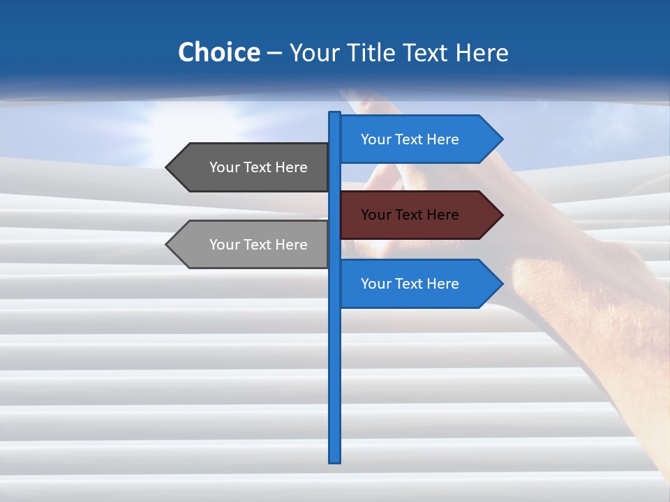 A Hand Is Pointing To The Sky Through A Window PowerPoint Template