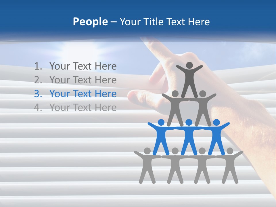 A Hand Is Pointing To The Sky Through A Window PowerPoint Template