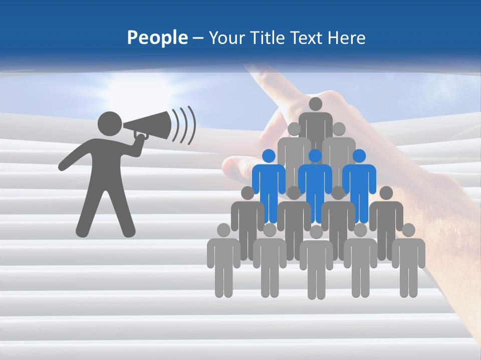 A Hand Is Pointing To The Sky Through A Window PowerPoint Template