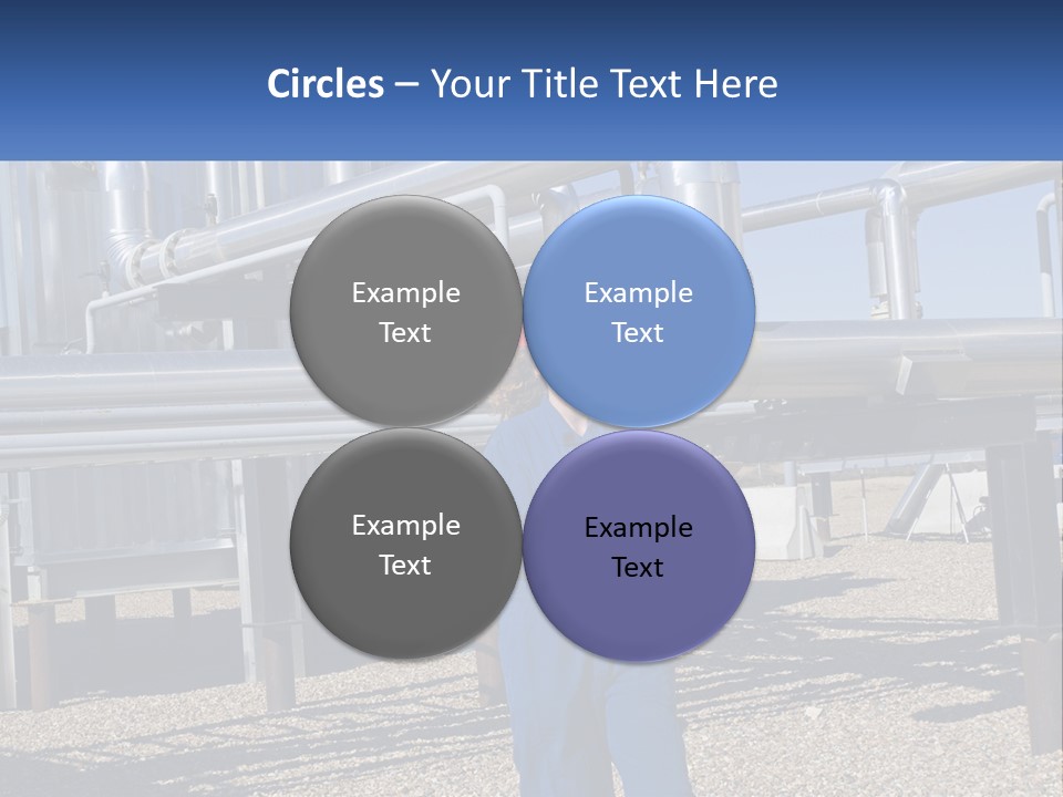 A Woman In Blue Overalls And A Red Hard Hat Standing In Front Of A PowerPoint Template