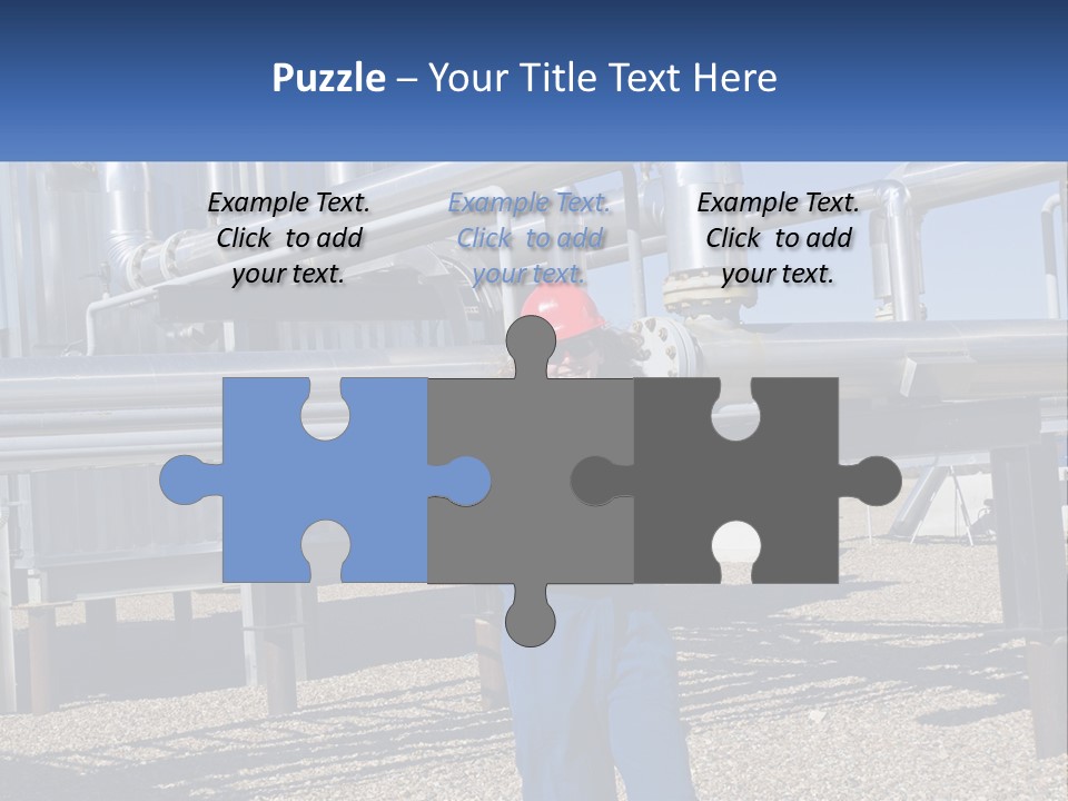 A Woman In Blue Overalls And A Red Hard Hat Standing In Front Of A PowerPoint Template