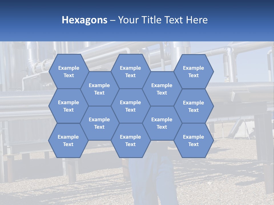 A Woman In Blue Overalls And A Red Hard Hat Standing In Front Of A PowerPoint Template