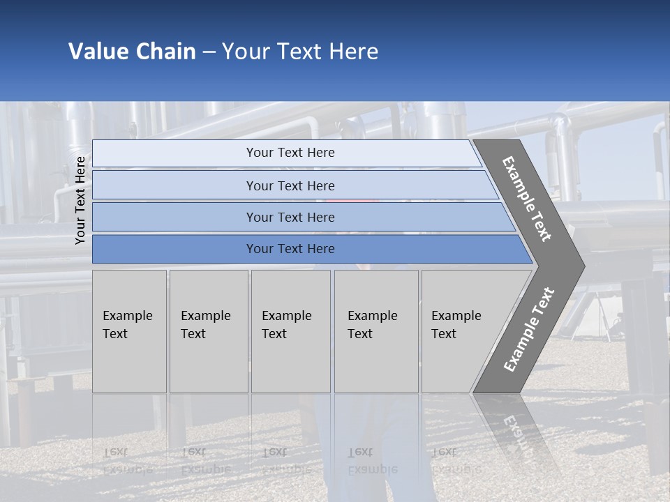 A Woman In Blue Overalls And A Red Hard Hat Standing In Front Of A PowerPoint Template