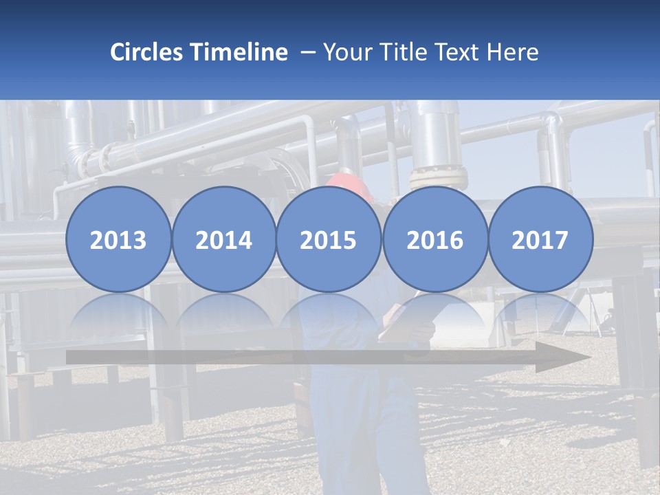 A Woman In Blue Overalls And A Red Hard Hat Standing In Front Of A PowerPoint Template