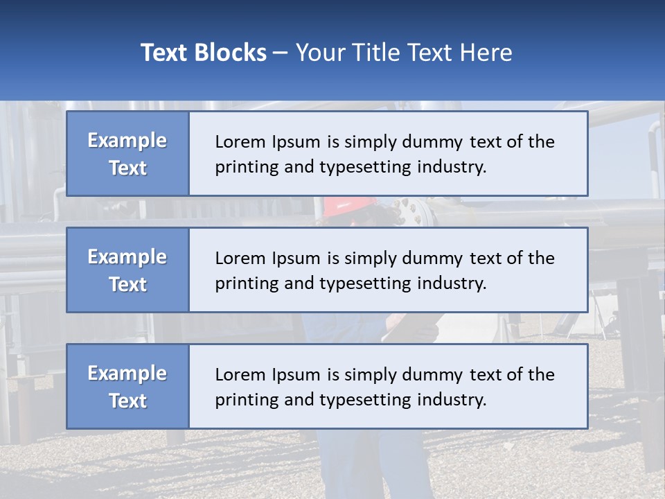 A Woman In Blue Overalls And A Red Hard Hat Standing In Front Of A PowerPoint Template
