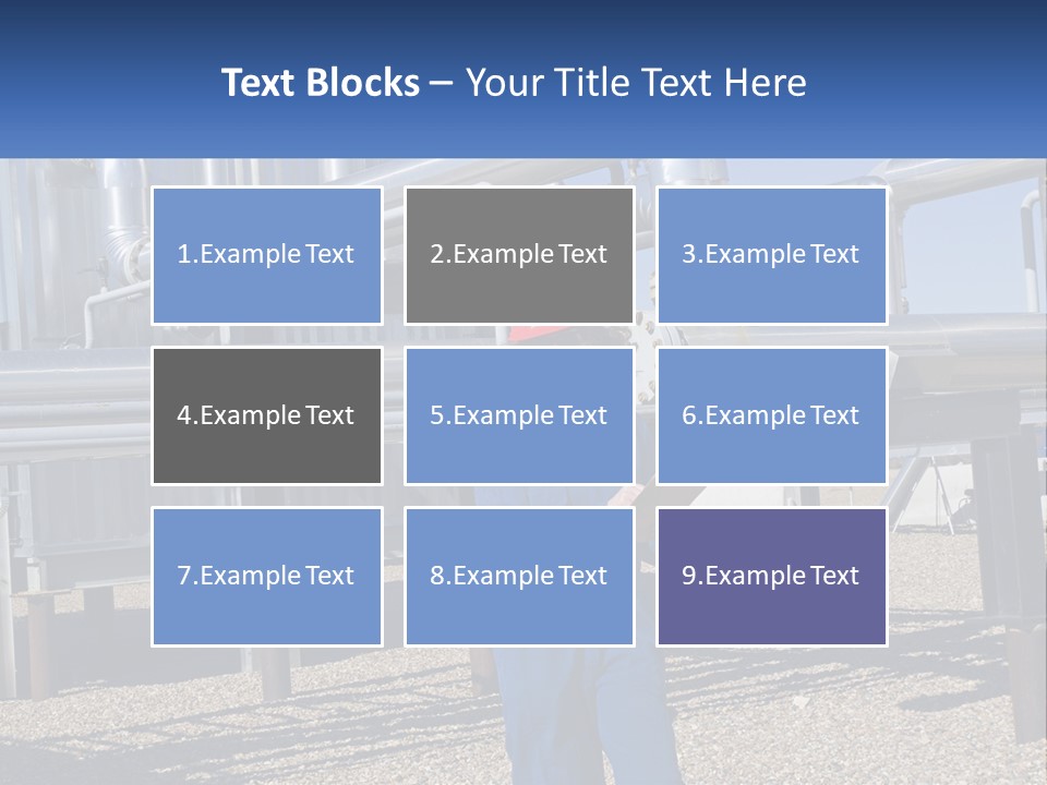 A Woman In Blue Overalls And A Red Hard Hat Standing In Front Of A PowerPoint Template