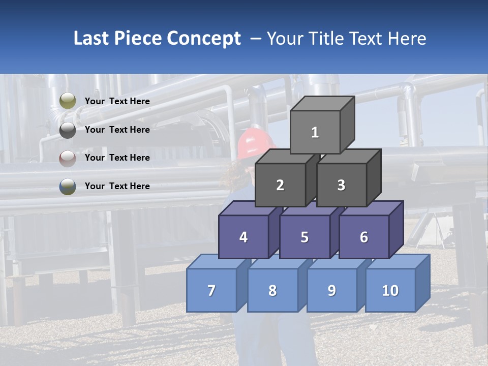 A Woman In Blue Overalls And A Red Hard Hat Standing In Front Of A PowerPoint Template