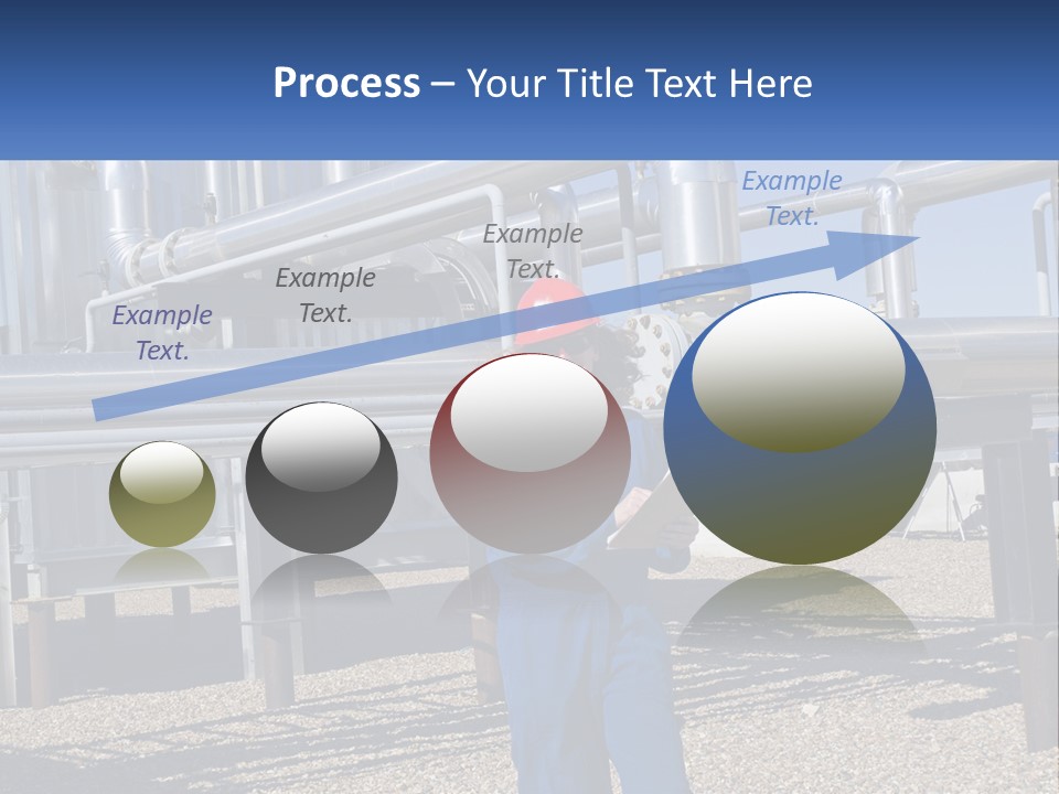 A Woman In Blue Overalls And A Red Hard Hat Standing In Front Of A PowerPoint Template