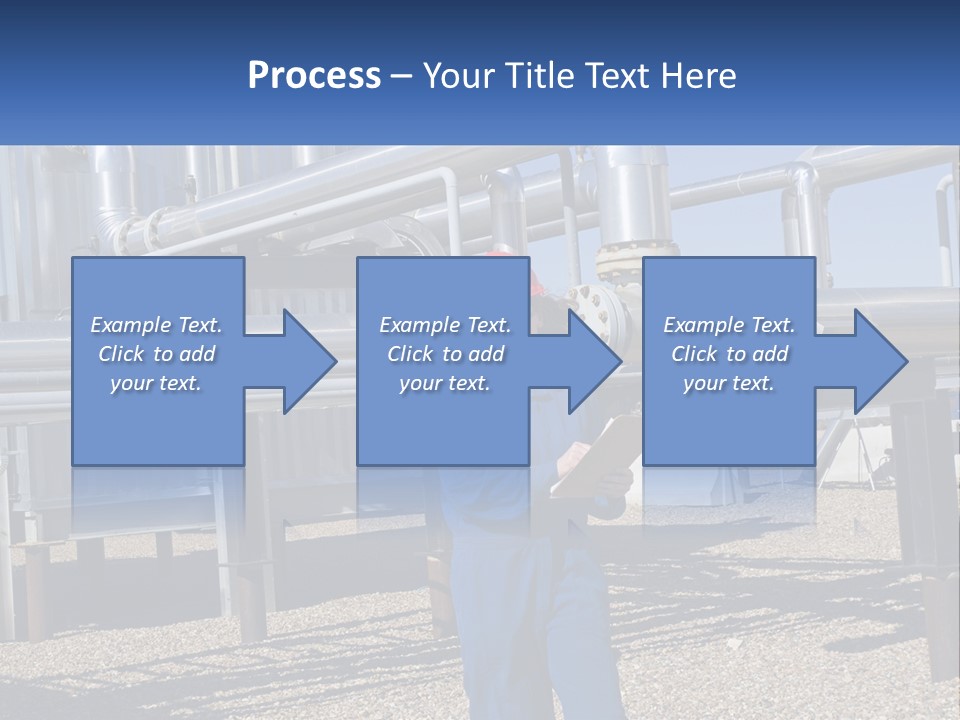 A Woman In Blue Overalls And A Red Hard Hat Standing In Front Of A PowerPoint Template