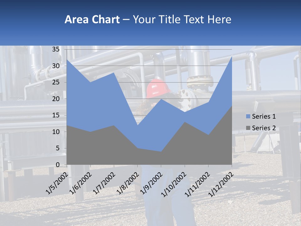 A Woman In Blue Overalls And A Red Hard Hat Standing In Front Of A PowerPoint Template