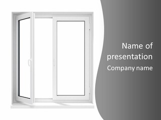 A White Open Window With A Gray Background PowerPoint Template