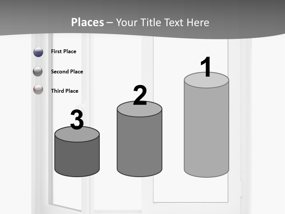 A White Open Window With A Gray Background PowerPoint Template